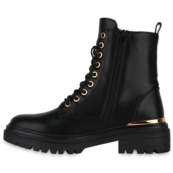 Stiefelparadies Damen Schnürstiefeletten in Schwarz