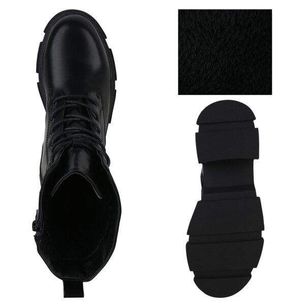 Stiefelparadies Damen Schnürstiefeletten In Schwarz