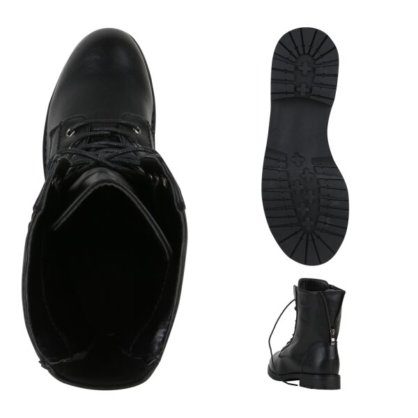 Stiefelparadies Damen Schnürstiefeletten In Schwarz