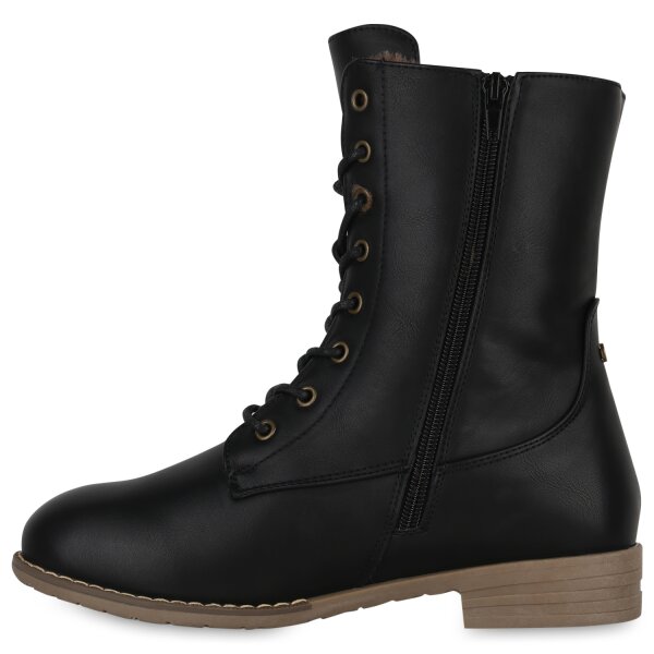 Stiefelparadies Damen Schnürstiefeletten in Schwarz