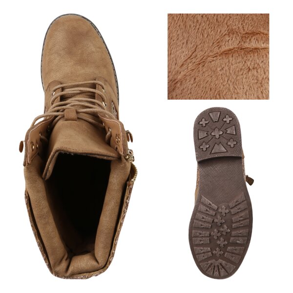 Stiefelparadies Damen Schnürstiefeletten In Schwarz