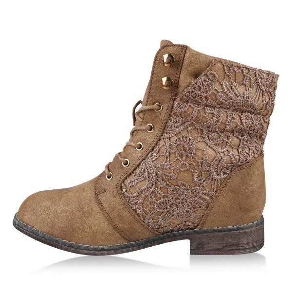 Stiefelparadies Damen Schnürstiefeletten in Schwarz