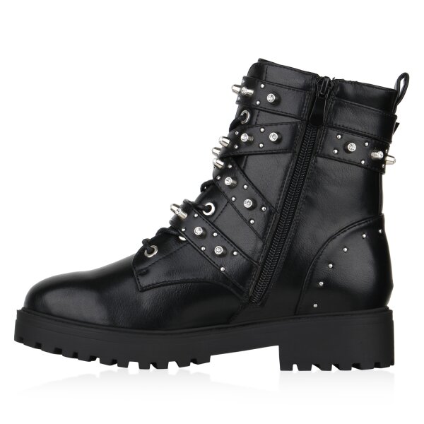 Stiefelparadies Damen Schnürstiefeletten in Schwarz