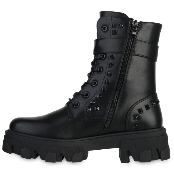 Stiefelparadies Damen Schnürstiefeletten in Schwarz