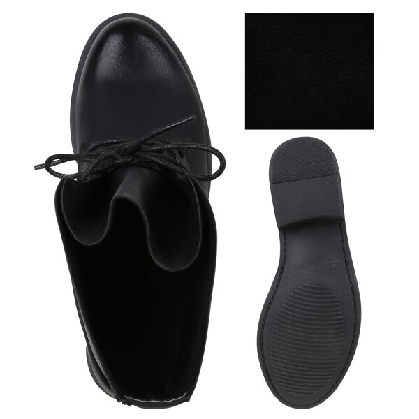 Stiefelparadies Damen Schnürstiefeletten In Schwarz