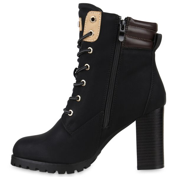 Stiefelparadies Damen Schnürstiefeletten in Schwarz