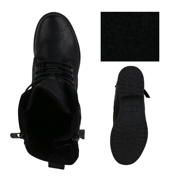 Stiefelparadies Damen Schnürstiefeletten In Schwarz