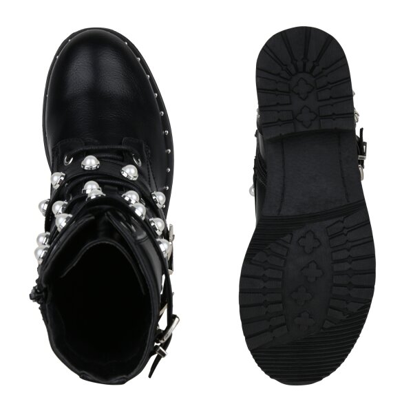 Stiefelparadies Damen Schnürstiefeletten In Schwarz