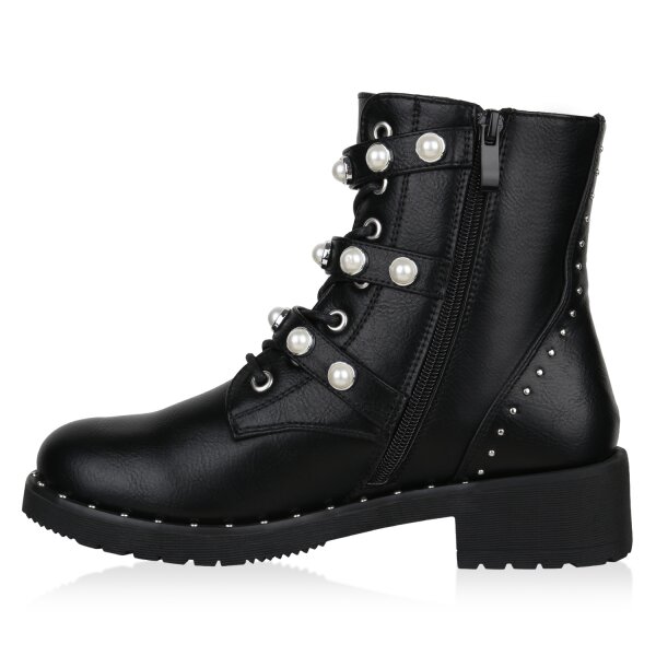 Stiefelparadies Damen Schnürstiefeletten in Schwarz