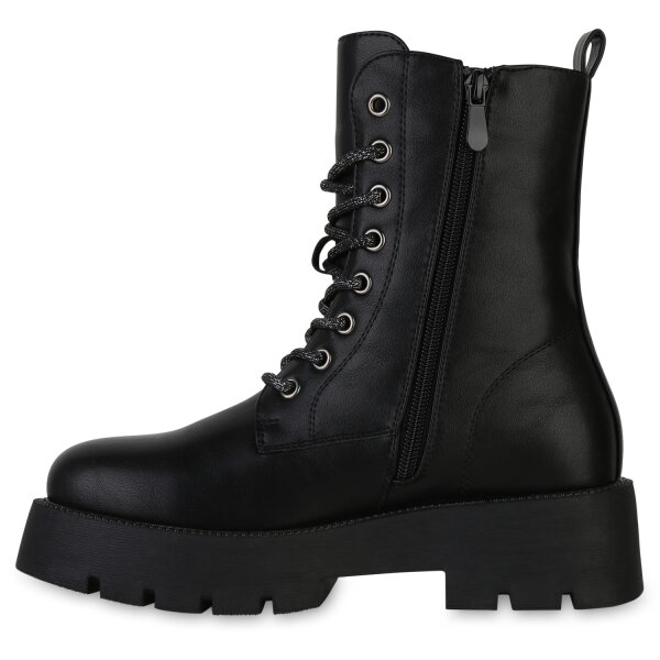 Stiefelparadies Damen Schnürstiefeletten in Schwarz