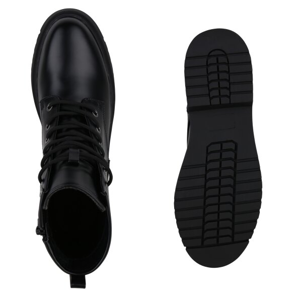 Stiefelparadies Damen Schnürstiefeletten In Schwarz