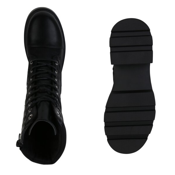 Stiefelparadies Damen Schnürstiefeletten In Schwarz