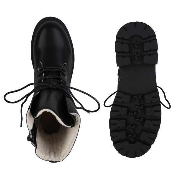 Stiefelparadies Damen Schnürstiefeletten In Schwarz