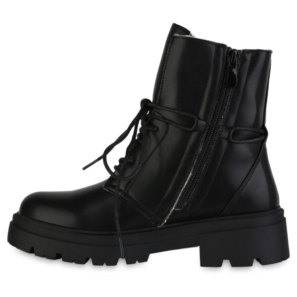 Stiefelparadies Damen Schnürstiefeletten in Schwarz