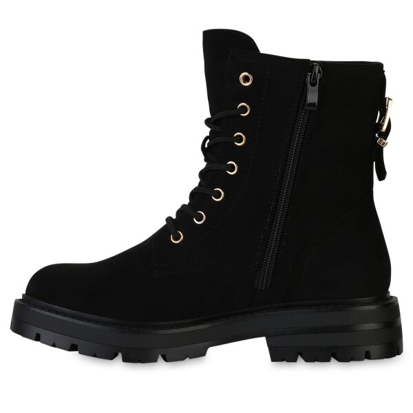 Stiefelparadies Damen Schnürstiefeletten in Schwarz