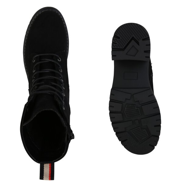 Stiefelparadies Damen Schnürstiefeletten In Schwarz