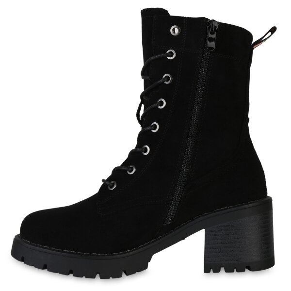 Stiefelparadies Damen Schnürstiefeletten in Schwarz
