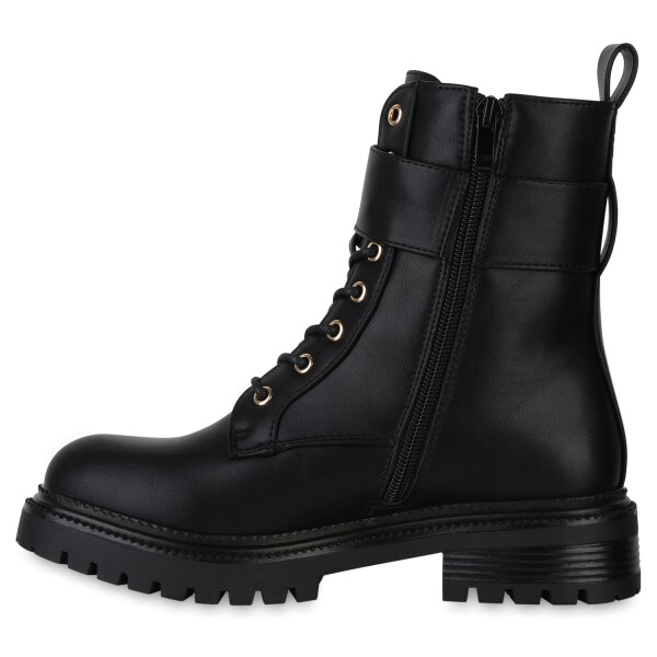 Stiefelparadies Damen Schnürstiefeletten in Schwarz