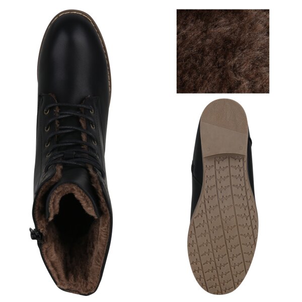 Stiefelparadies Damen Schnürstiefeletten In Schwarz