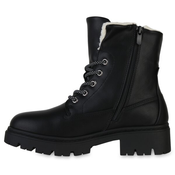 Stiefelparadies Damen Schnürstiefeletten in Schwarz