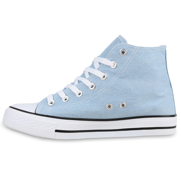 Stiefelparadies Damen Sneaker high in Hellblau Denim