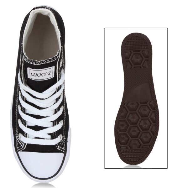 Stiefelparadies Damen Sneaker High In Schwarz Lucky