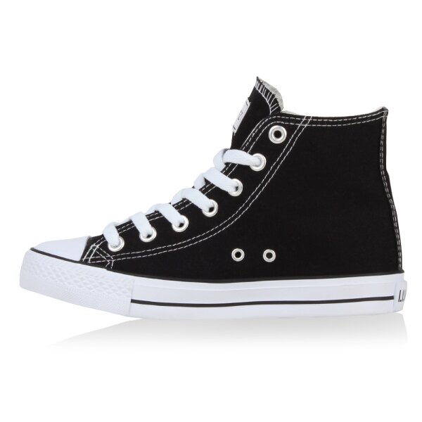 Stiefelparadies Damen Sneaker high in Schwarz Lucky