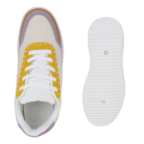 Stiefelparadies Damen Sneaker Low In Pink Mehrfarbig