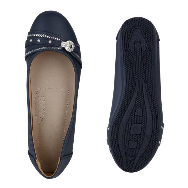 Stiefelparadies Damen Sportliche Ballerinas In Dunkelblau