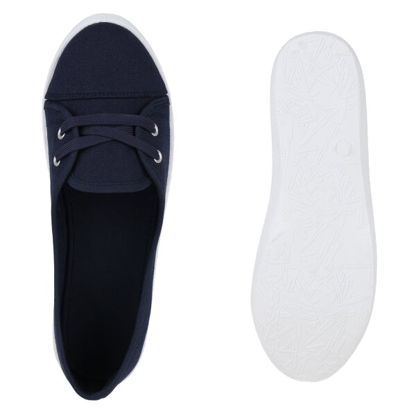 Stiefelparadies Damen Sportliche Ballerinas In Dunkelblau