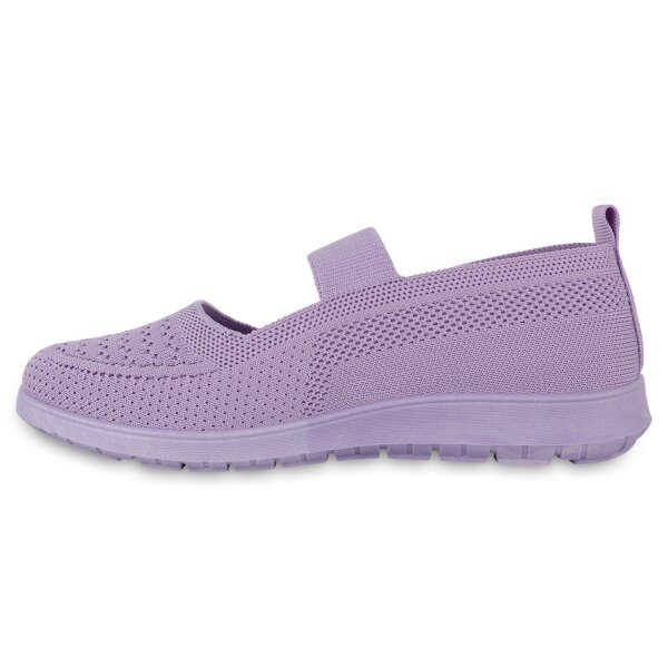 Stiefelparadies Damen Sportliche Ballerinas in Helllila