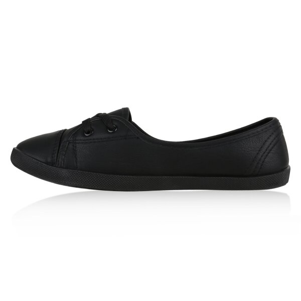 Stiefelparadies Damen Sportliche Ballerinas in Schwarz