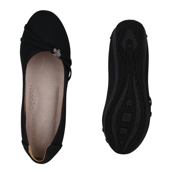 Stiefelparadies Damen Sportliche Ballerinas In Schwarz