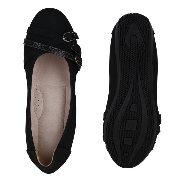 Stiefelparadies Damen Sportliche Ballerinas In Schwarz