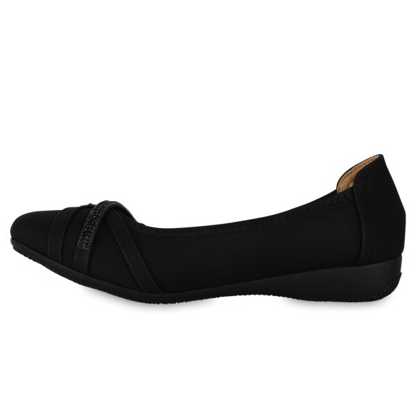 Stiefelparadies Damen Sportliche Ballerinas in Schwarz