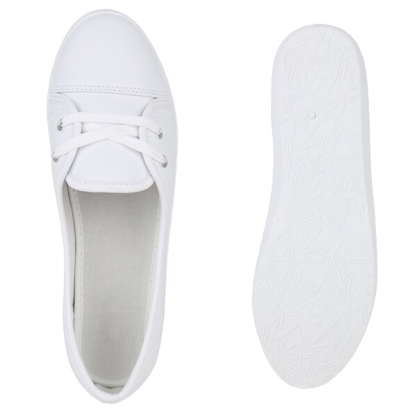 Stiefelparadies Damen Sportliche Ballerinas In Weiss