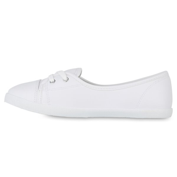 Stiefelparadies Damen Sportliche Ballerinas in Weiss
