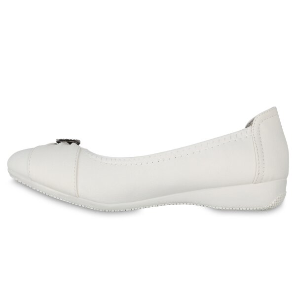 Stiefelparadies Damen Sportliche Ballerinas in Weiss