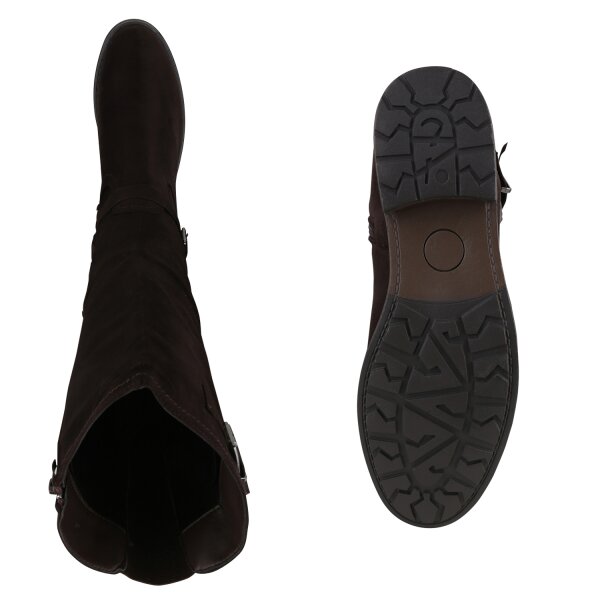 Stiefelparadies Damen Übergrößen Bikerstiefel In Dunkelbraun