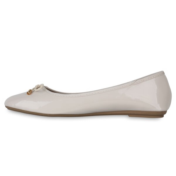 Stiefelparadies Damen Übergrößen Klassische Ballerinas in Beige Lack