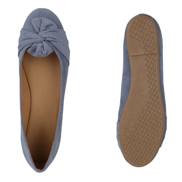Stiefelparadies Damen Übergrößen Klassische Ballerinas In Blau