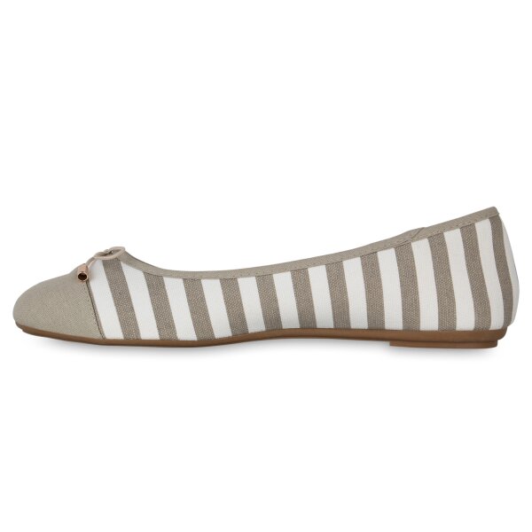 Stiefelparadies Damen Übergrößen Klassische Ballerinas in Grau Weiss