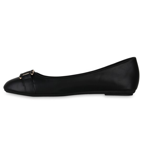 Stiefelparadies Damen Übergrößen Klassische Ballerinas in Schwarz