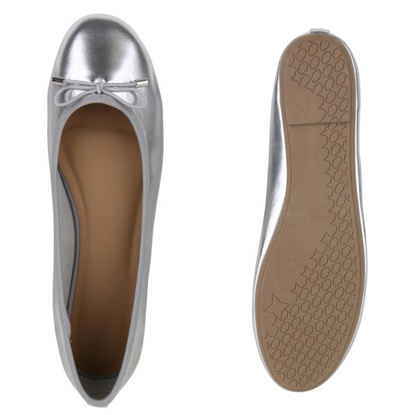 Stiefelparadies Damen Übergrößen Klassische Ballerinas In Silber