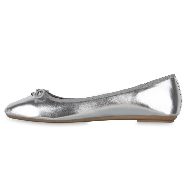 Stiefelparadies Damen Übergrößen Klassische Ballerinas in Silber