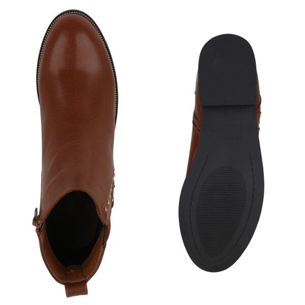 Stiefelparadies Damen Übergrößen Klassische Stiefeletten In Hellbraun