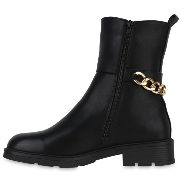 Stiefelparadies Damen Übergrößen Klassische Stiefeletten in Schwarz