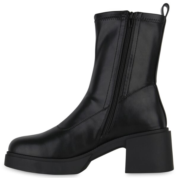 Stiefelparadies Damen Übergrößen Klassische Stiefeletten in Schwarz