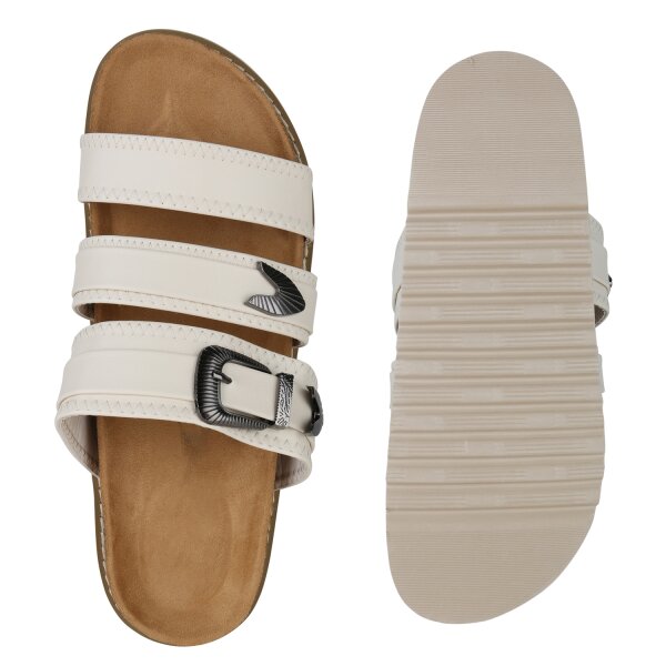 Stiefelparadies Damen Übergrößen Pantoletten In Beige