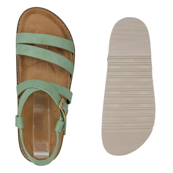 Stiefelparadies Damen Übergrößen Riemchensandalen In Hellgrün